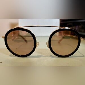 KREWE Conti Round sunglasses in black & gold with mirror lenses (orig $295)